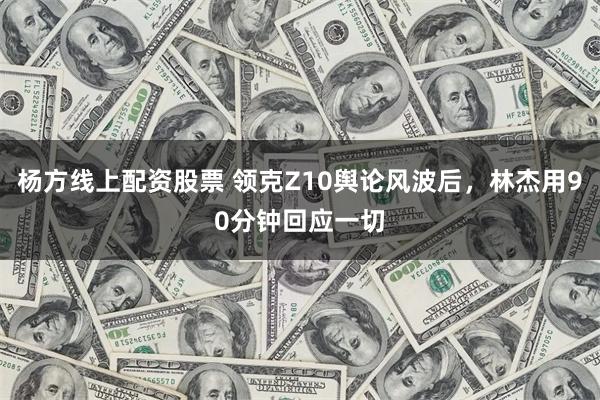 杨方线上配资股票 领克Z10舆论风波后，林杰用90分钟回应一切